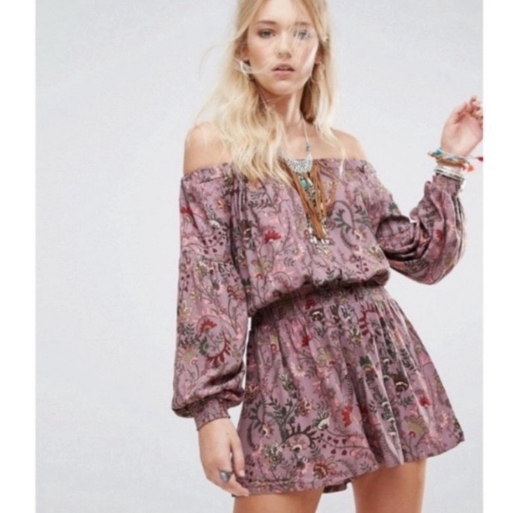 Purple floral romper